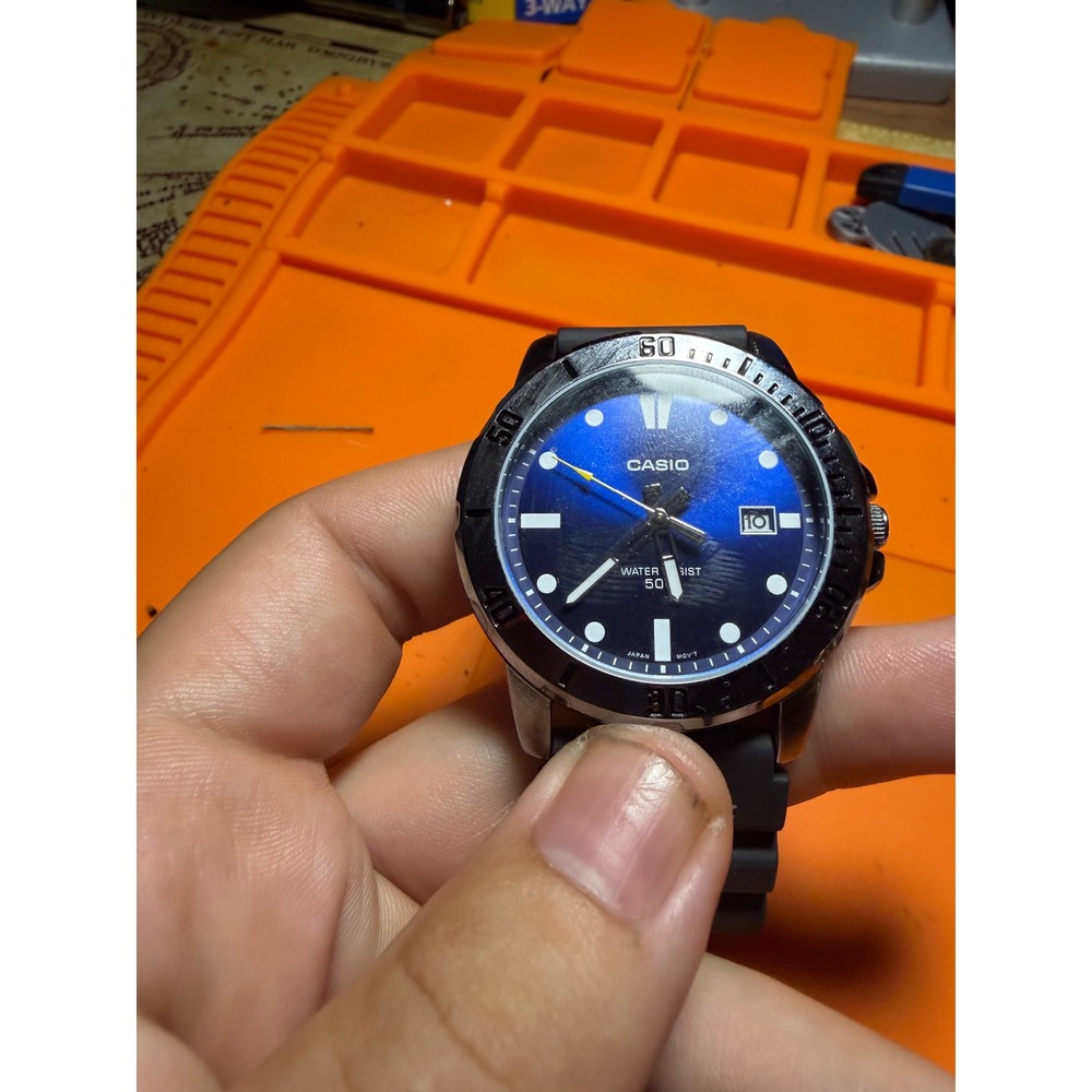 Casio MTP-VD01 Men's Blue Dial Resin Strap Watch 50M Water Resistant MTPVD01-1E